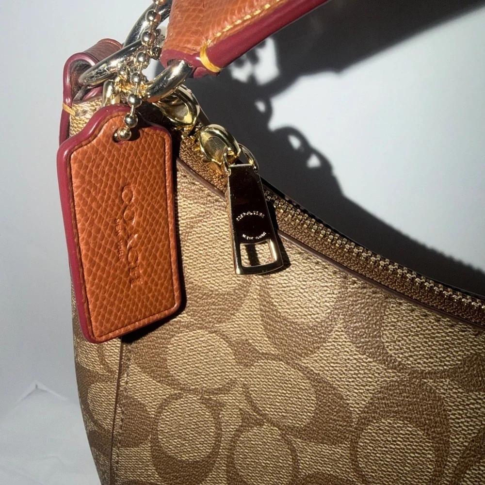 Coach Tan and Brown Signature Shoulder Bag